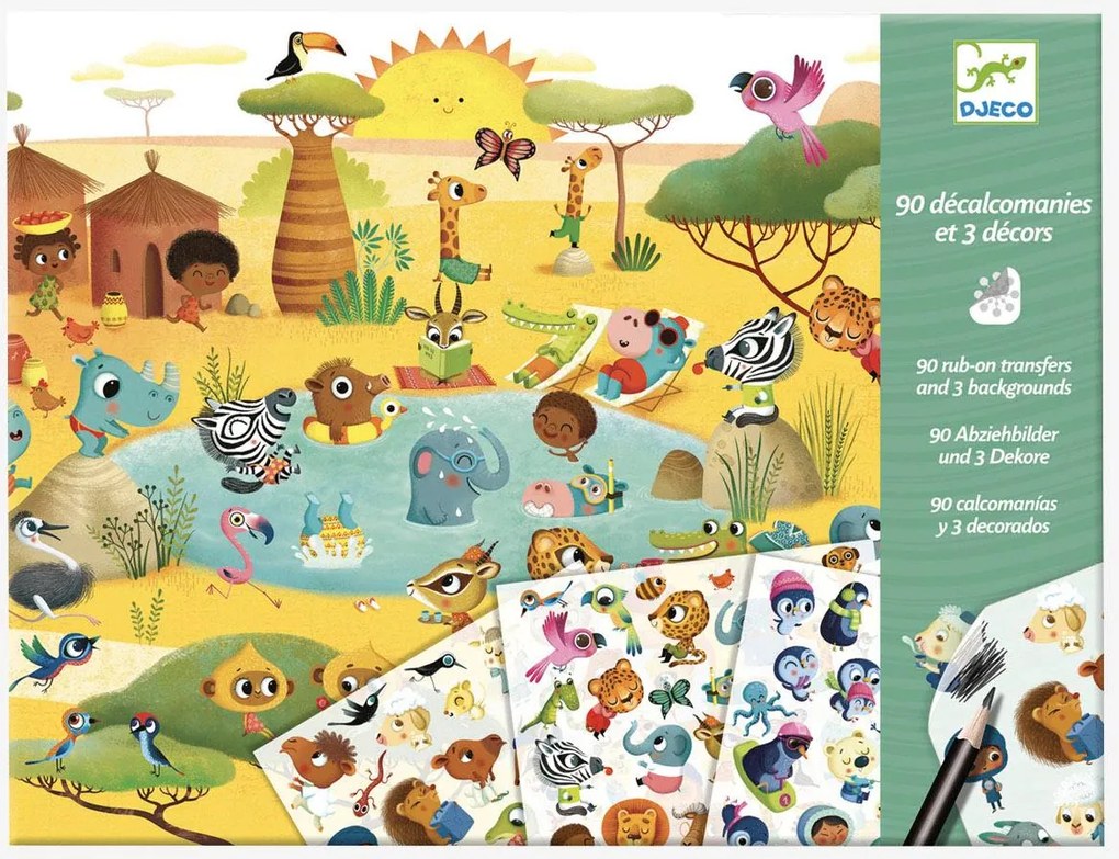 Decalques e decorações da savana, deserto, Polo Norte, da DJECO verde medio liso com motivo