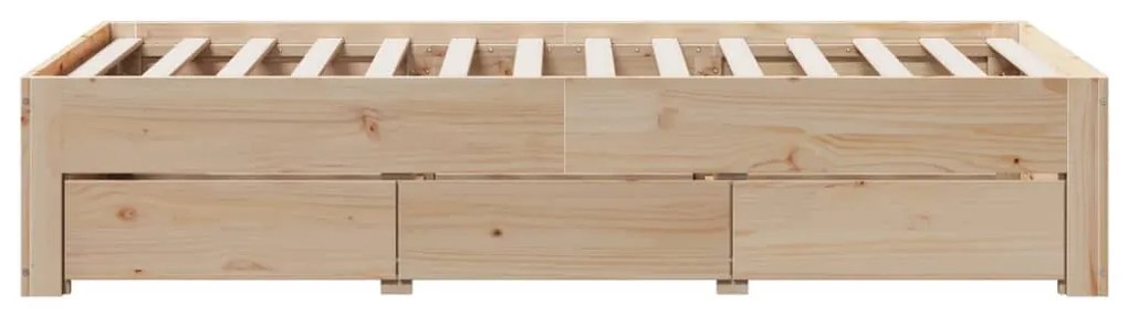 Cama sem colchão com gavetas 90x190 cm madeira de pinho maciça