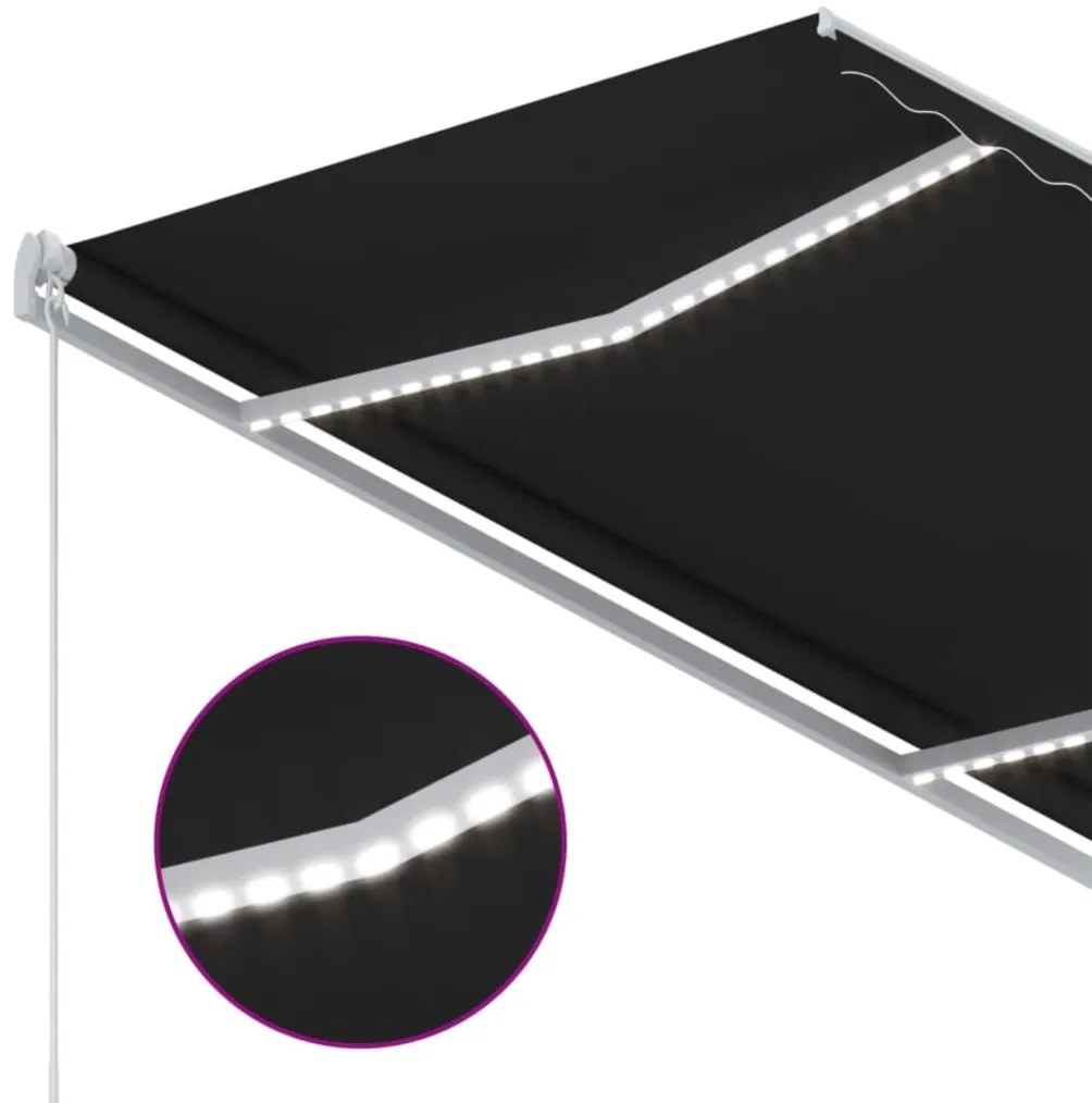Toldo retrátil manual c/ LED 350x250 cm antracite