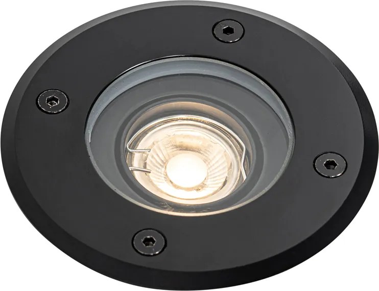 Foco de chão exterior moderno preto 35 mm ajustável IP65 - Delux
