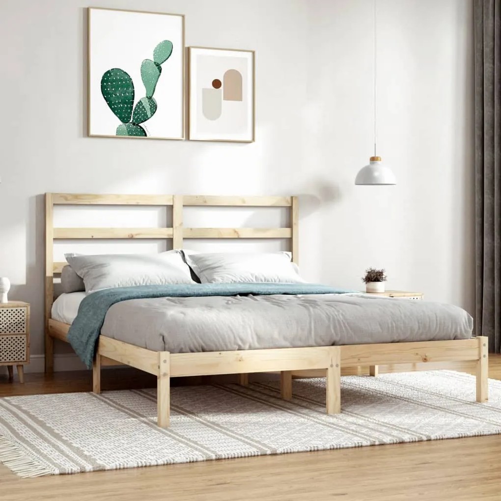 Cama sem colchão 140x190 cm madeira de pinho maciça