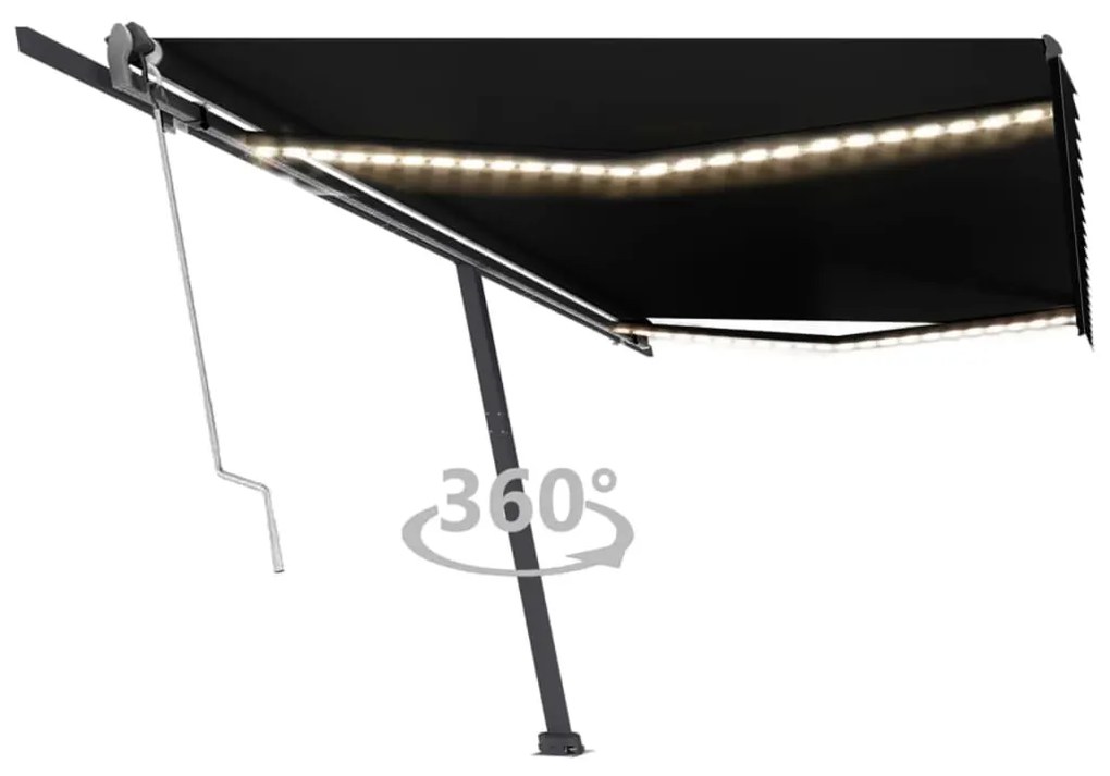 vidaXL Toldo automático com LED e sensor de vento 500x300 cm antracite