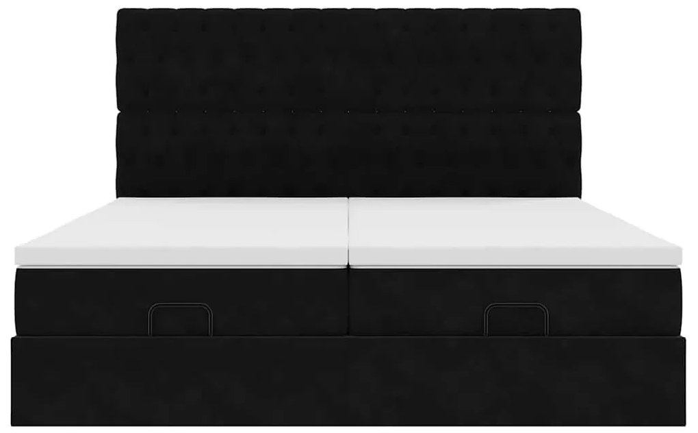 Estrutura de cama otomana com colchões 160x200 cm veludo preto
