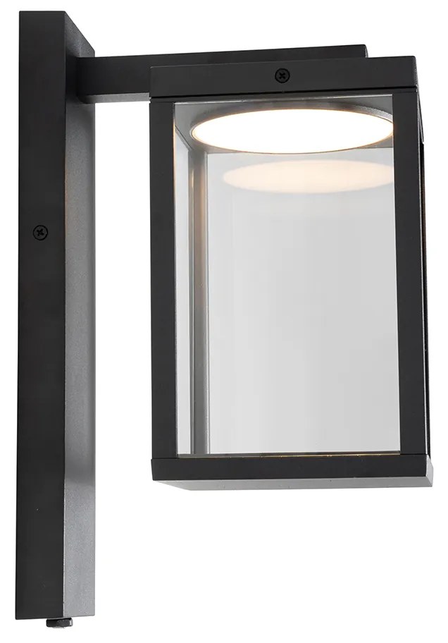 Candeeiro de parede exterior preto com LED e sensor crepuscular - Ferdinand Moderno