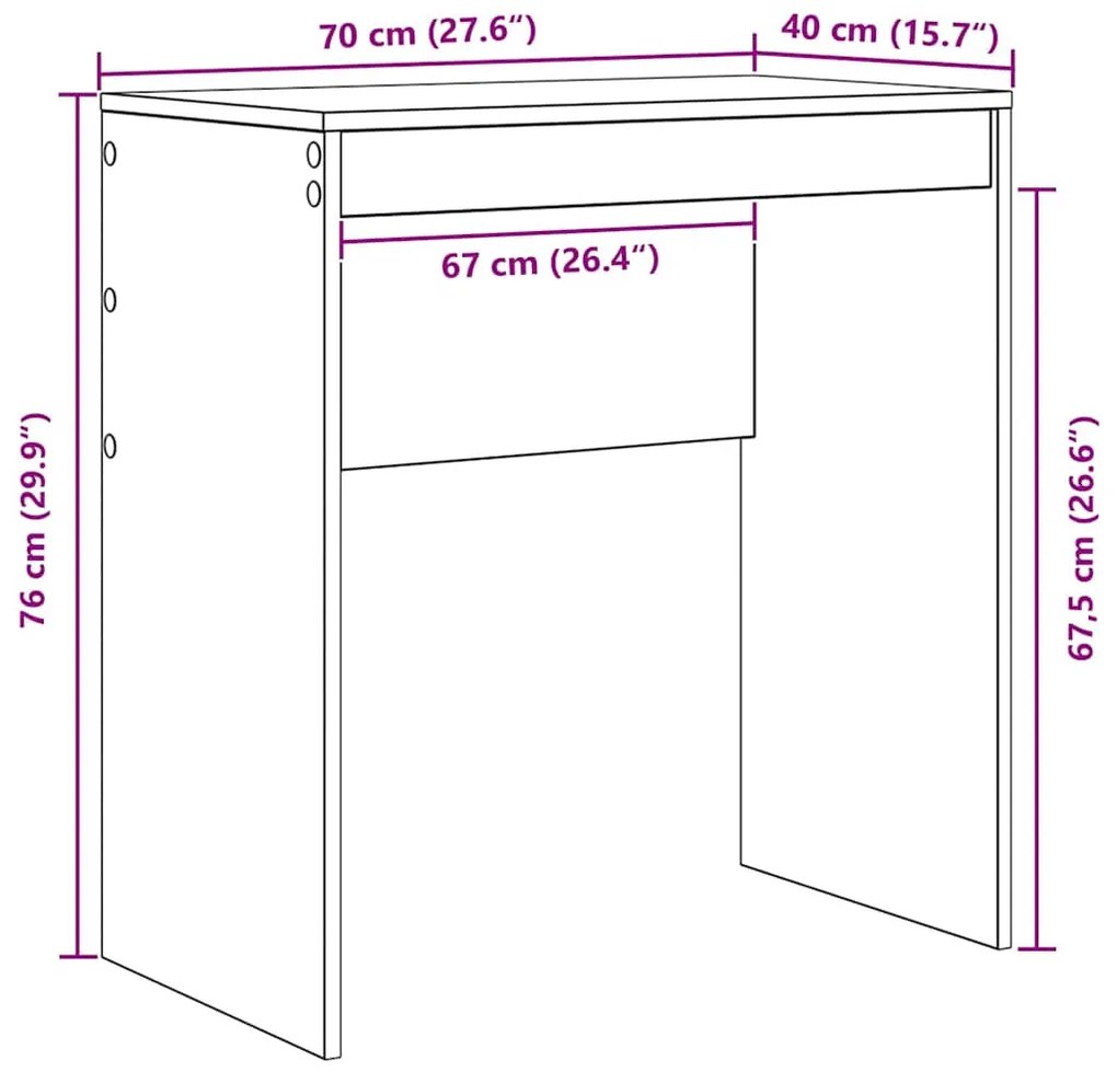 Mesa de Escrita Carvalho Fumado Carvalho Fumado MDF 70 x 40 x 76 cm