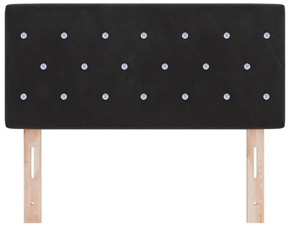 Cabeceira LED com botão de cristal tuftado em preto, 100 cm, veludo