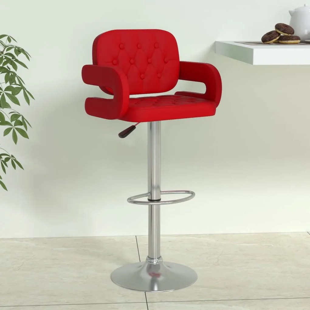 vidaXL Banco de bar couro artificial vermelho tinto