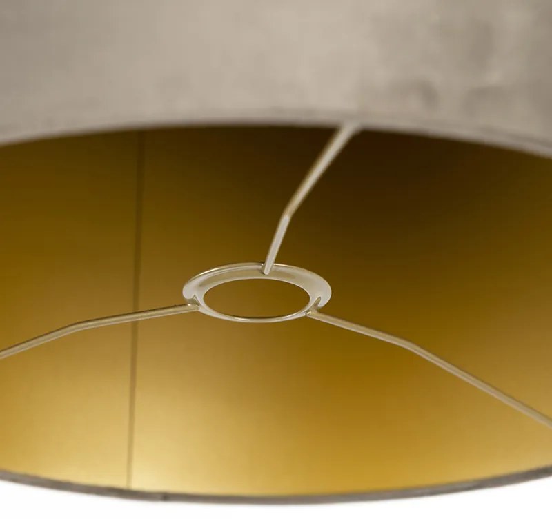Abajur de veludo Taupe 40/40/40 com interior dourado