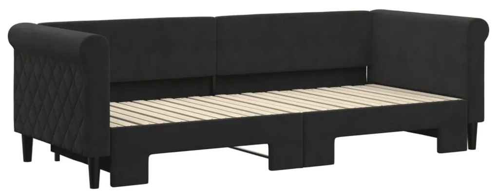 Sofá-cama com gavetão 80x200 cm veludo preto