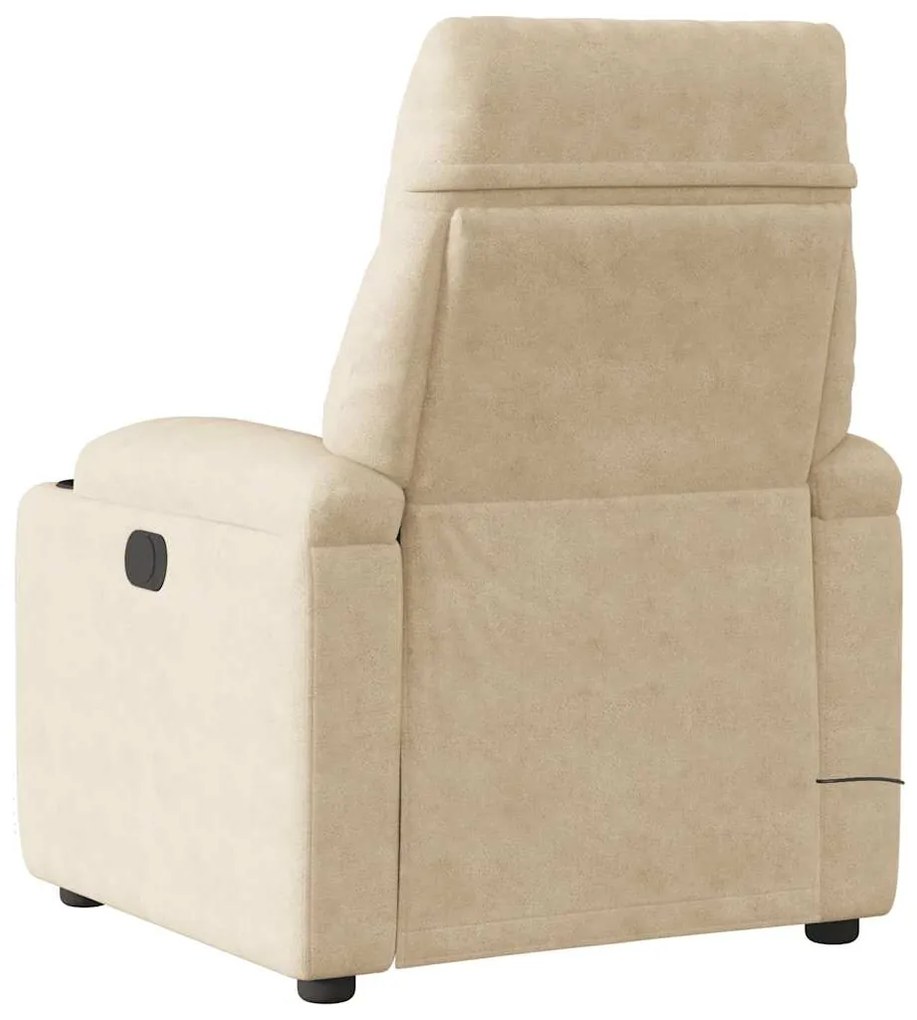 Poltrona de massagens reclinável tecido de microfibra creme