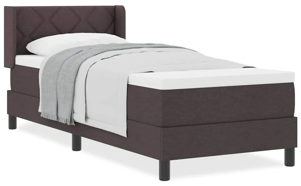 Cama Box com almofada Marrom Escuro 80 x 200 cm Tecido e Espuma