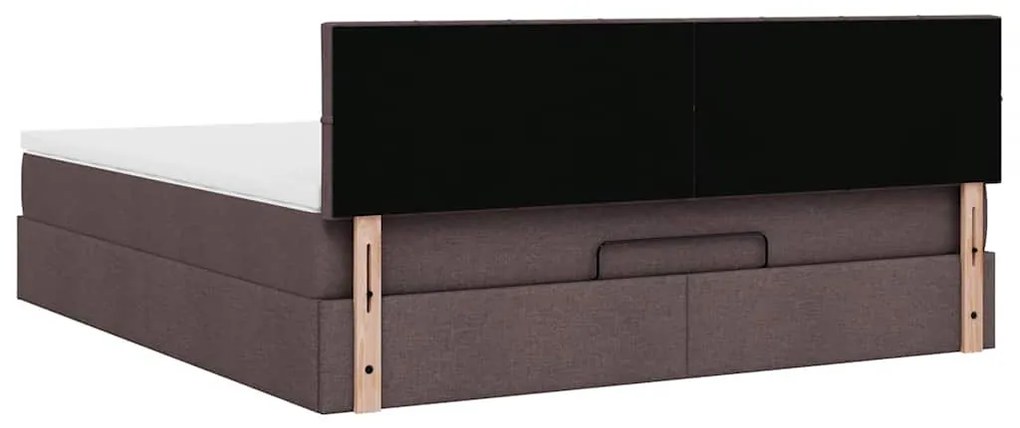 Estrutura de cama otomana com colchão 180x200cm castanho escuro