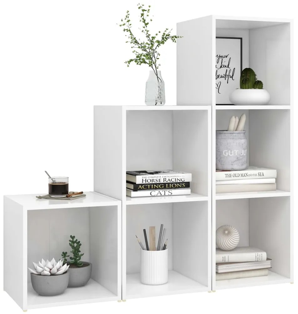 3 pcs conjunto de móveis para TV contraplacado branco