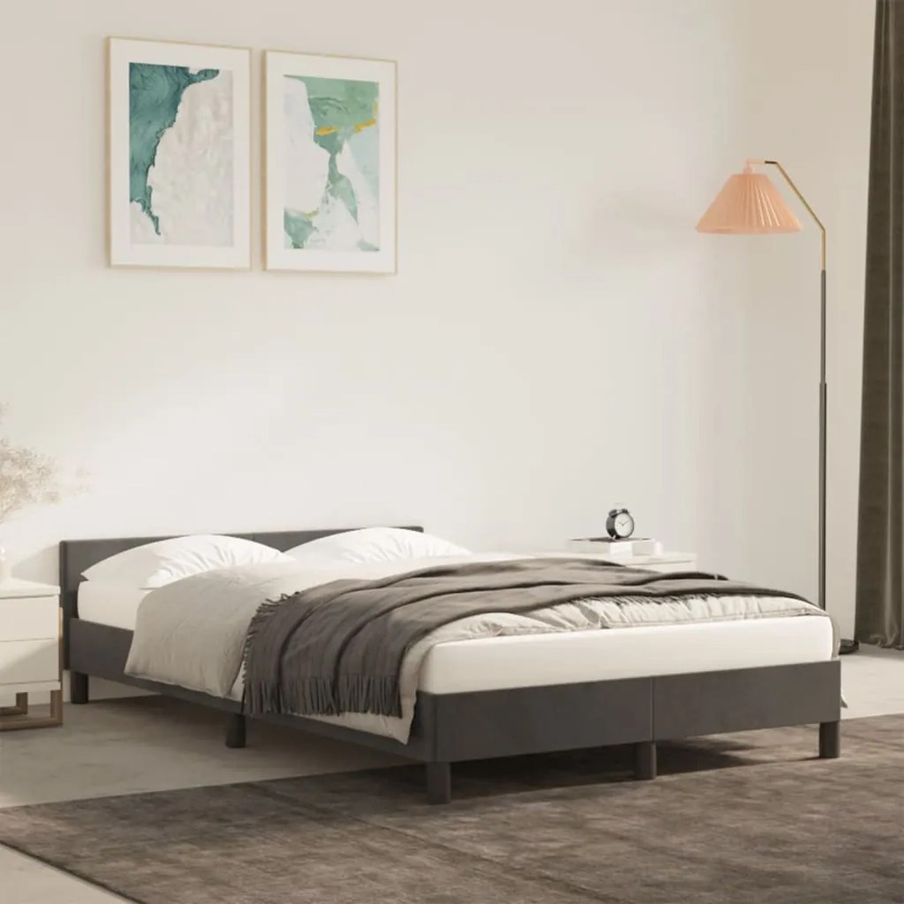Estrutura de cama sem colchão 120x190 cm Veludo cinza escuro