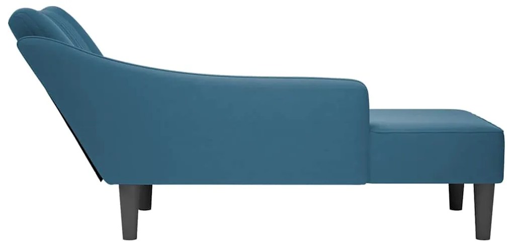 Chaise-longue com apoio de braço direito veludo azul