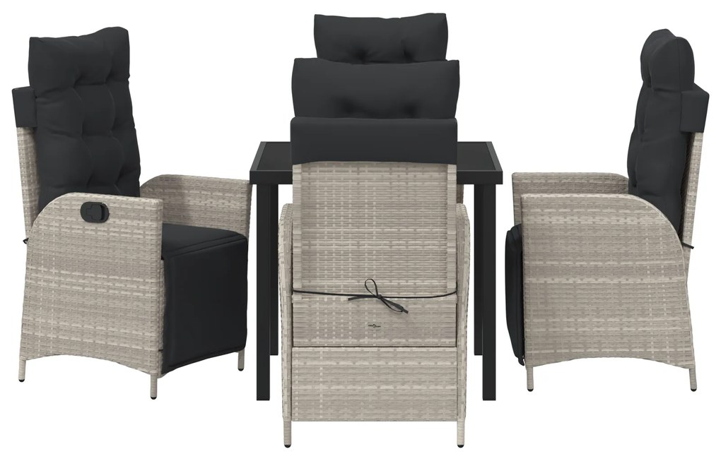 Conjunto de Jantar de Jardim de 5 Peças Cinza Claro em Rattan PE