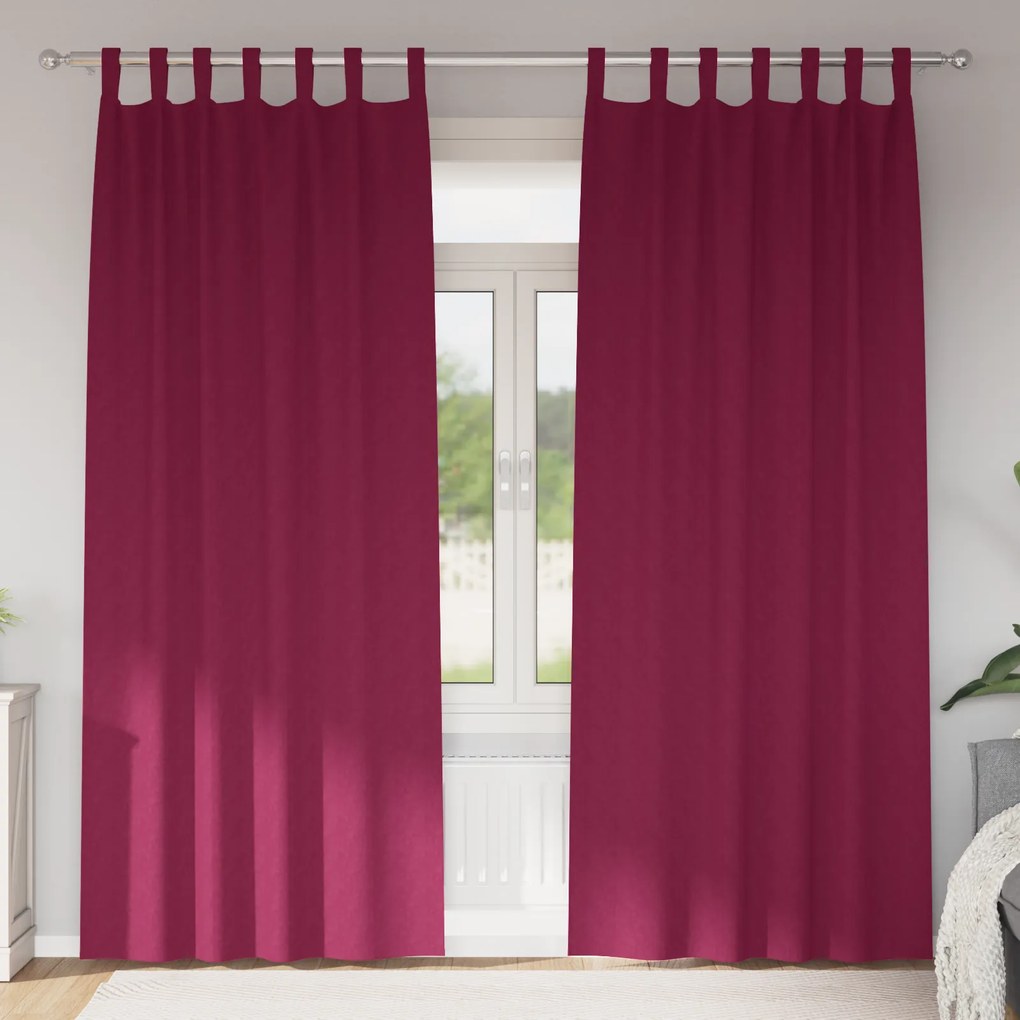 vidaXL Cortinas opacas 2 pcs vermelho tinto 225 x 140 cm Poliéster
