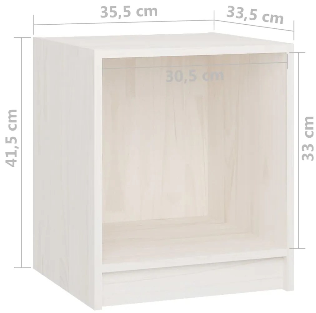 Mesas de cabeceira 2 pcs 35,5x33,5x41,5 cm pinho maciço branco