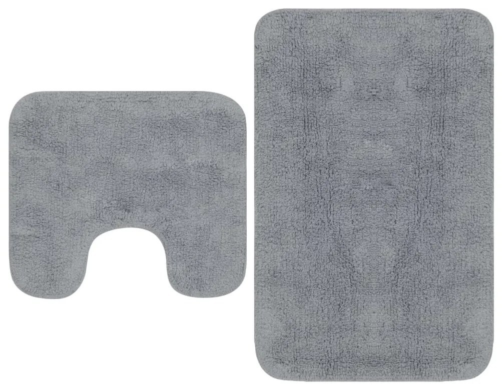 Conjunto tapetes de casa de banho 2 pcs tecido cinzento