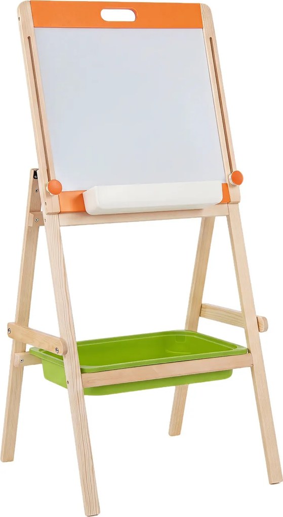 Cavalete Infantil de Desenho de Dupla Face, 51 x 48 x 74-106 cm, Altura Ajustável, Natural