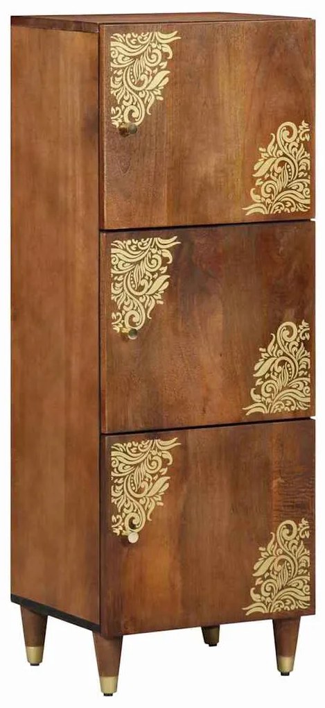 Armário Alto Castanho mel com detalhes em dourado