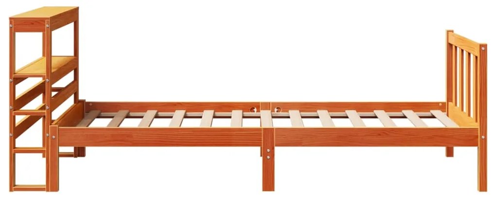 Estrutura cama c/ cabeceira 90x190 cm pinho maciço castanho-mel
