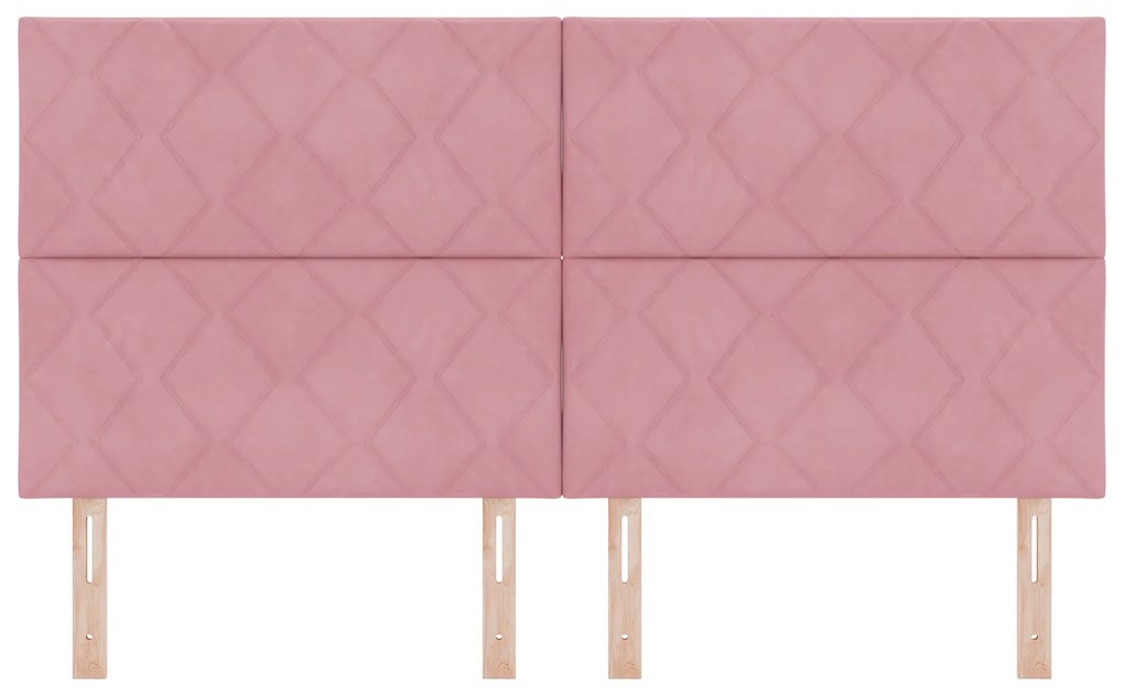 Cabeceira com Design de Blocos de Diamante em Rosa 180 cm de Veludo