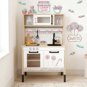 Conjunto de autocolantes para a cozinha infantil IKEA DUKTIG - Candy Shop