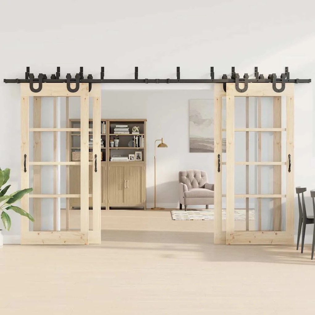 Kit de ferragens para porta deslizante 400 cm aço preto
