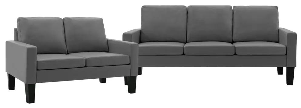 3056677 vidaXL 2 pcs conjunto de sofás couro artificial cinzento