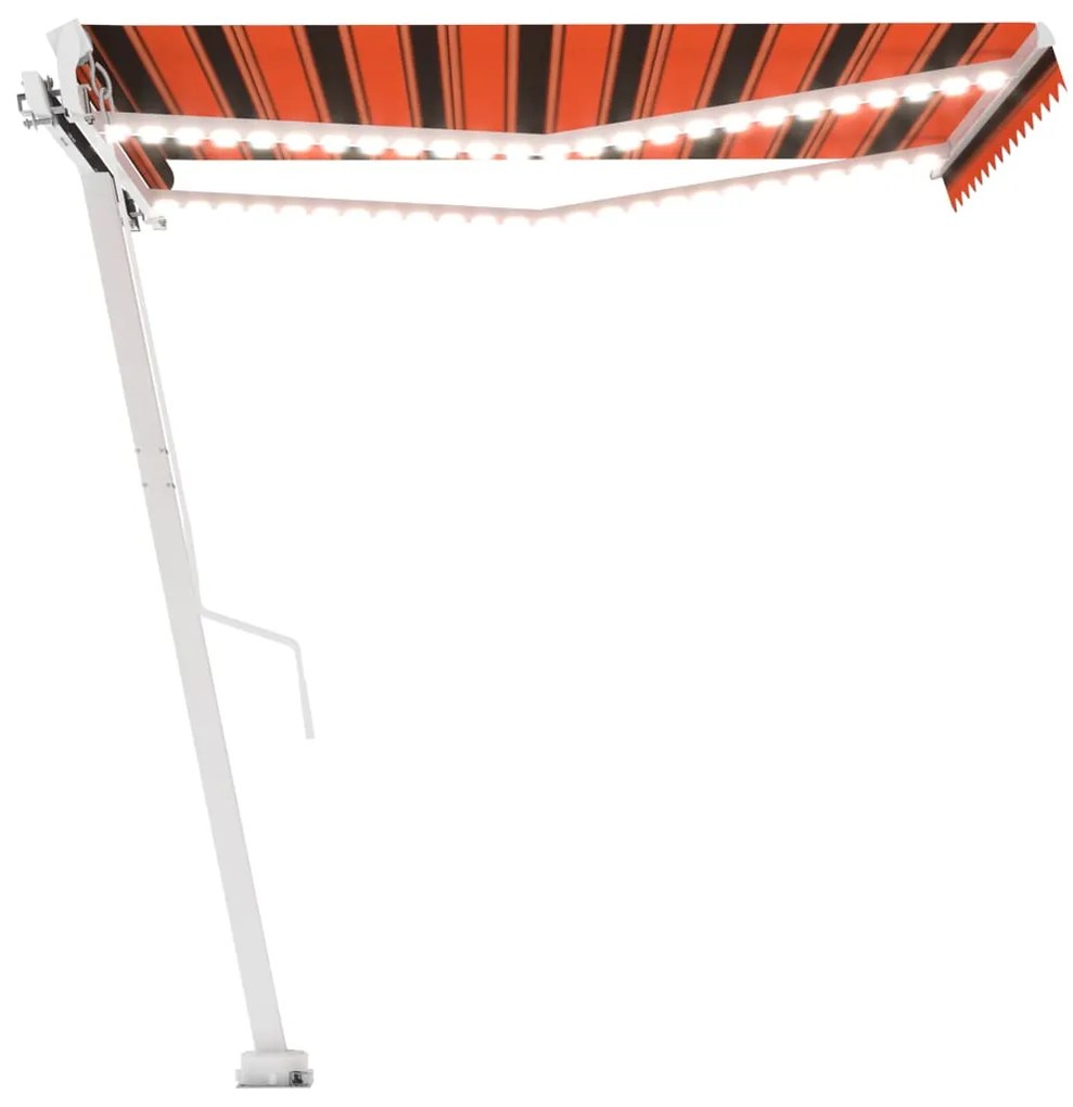 Toldo retrátil manual com LED 300x250 cm laranja e castanho