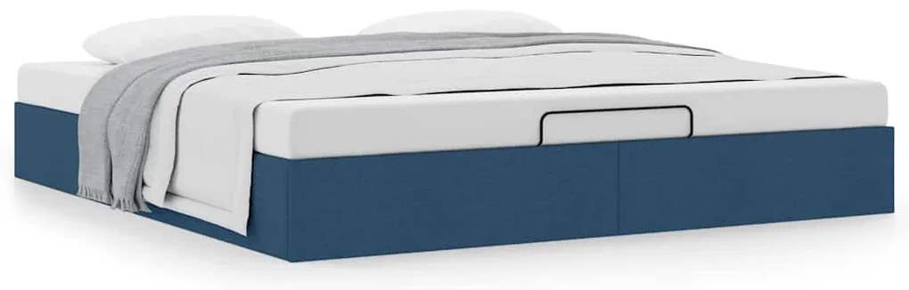 Estrutura de cama otomana sem colchão 200x200 cm tecido azul