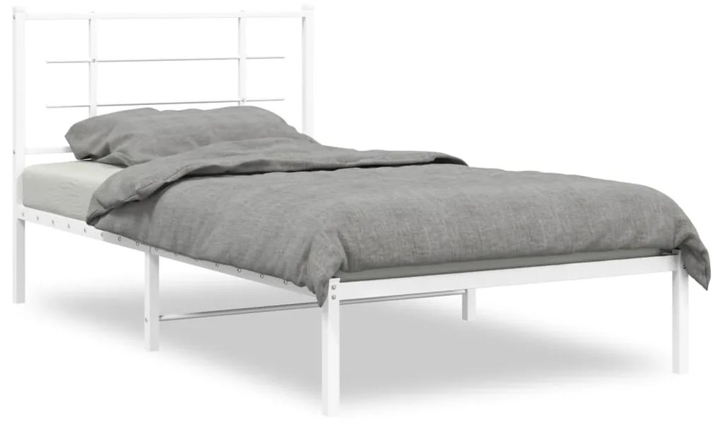vidaXL Estrutura de cama com cabeceira 100x190 cm metal branco