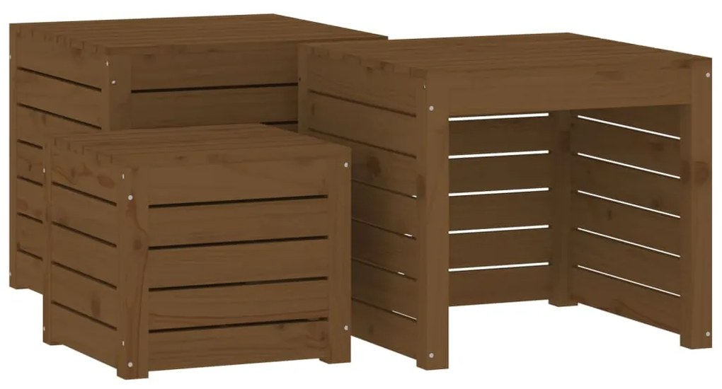 4 pcs conjunto de caixas de jardim pinho maciço castanho mel