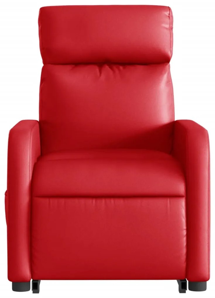 Poltrona massagens reclinável elevatória couro artif. vermelho