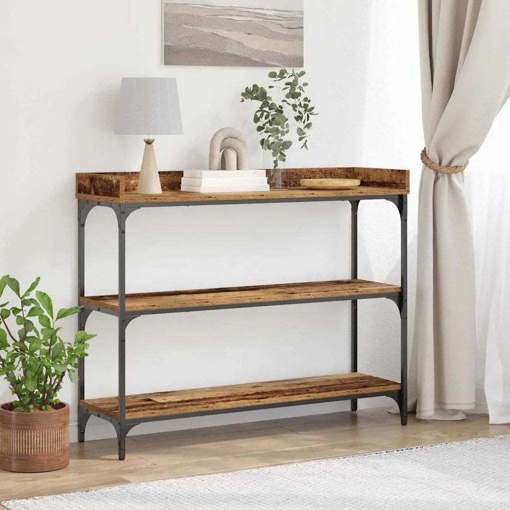 vidaXL Mesa Console com prateleira Madeira antiga 100 x 30 x 80 cm