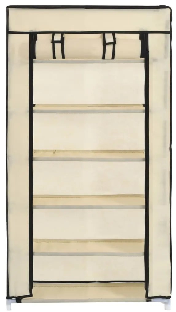 Sapateira com cobertura 58x28x106 cm tecido cor creme