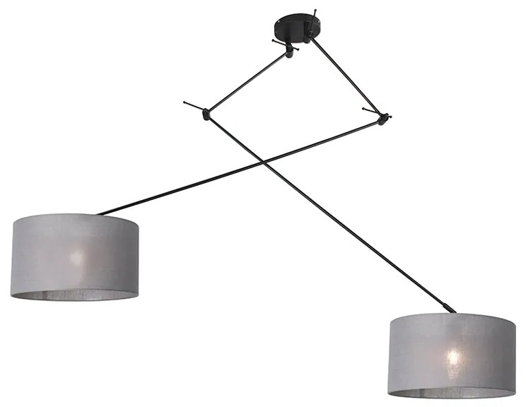 Candeeiro de suspensão preto com cúpula 35 cm cinzento ajustável 2-luzes - Blitz Moderno
