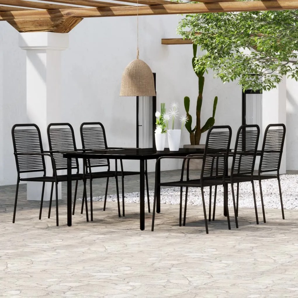 vidaXL 7 pcs conjunto de jantar para jardim preto