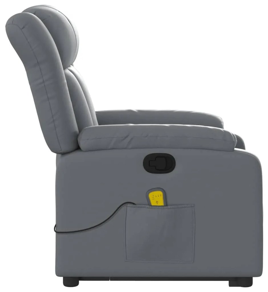 Poltrona massagens reclinável elevatória couro artif. cinzento