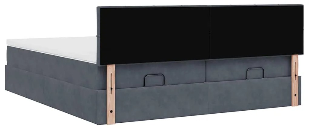 Estrutura cama otomana colchões 180x200 cm cinzento escuro