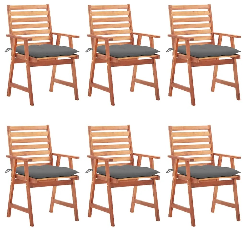 vidaXL Cadeiras de jantar p/ jardim 6 pcs c/ almofadões acácia maciça