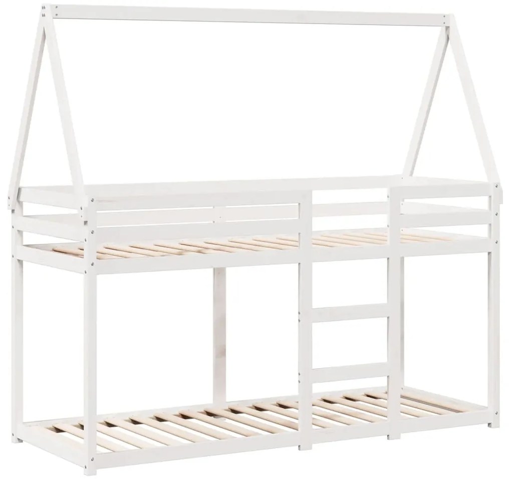 Beliche com telhado 90x190 cm madeira de pinho maciça branco
