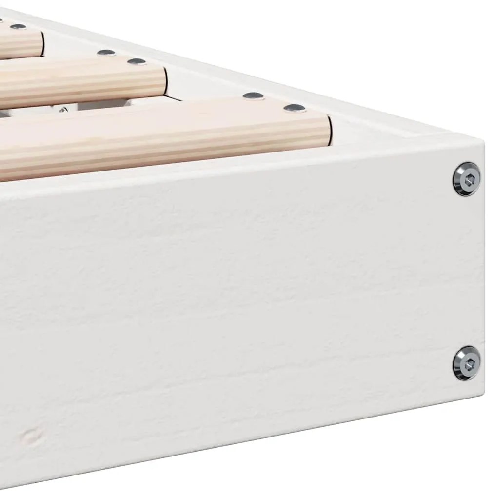 Estrutura de Cama de Chão vidaXL Branca 100x210 cm em Madeira Sólida d