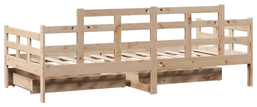 Sofá-cama com gavetas 90x200 cm madeira de pinho maciça