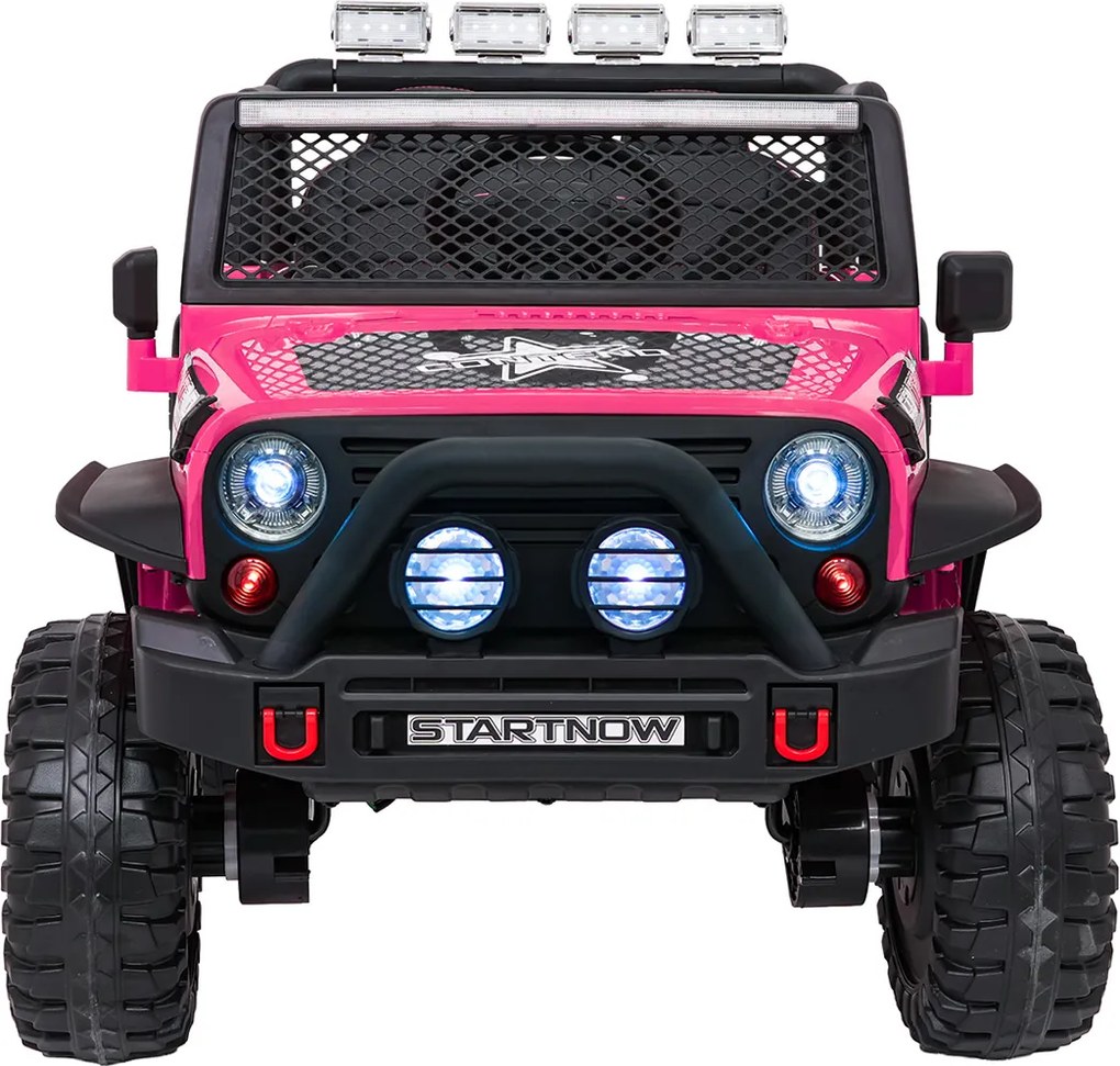 Jipe elétrico para Crianças 12V Jeep BEAST 4x4, Rodas de espuma EVA, Assento Couro ecológico Rosa
