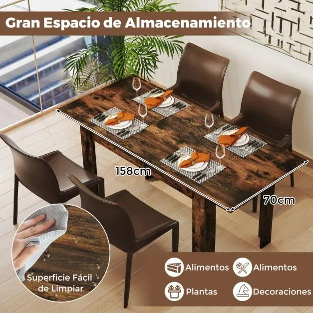 Mesa de jantar extensível 120 - 158 cm x 70 x 76 cm moderna com superfície ajustável Café