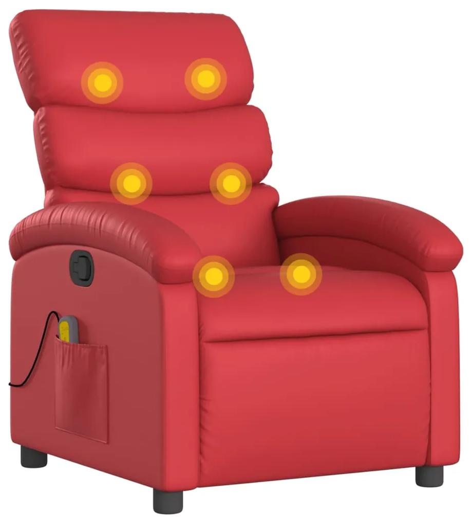 Poltrona de massagens reclinável couro artificial vermelho