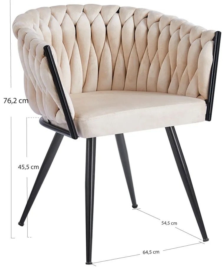 Cadeira Widny Black Veludo - Beige