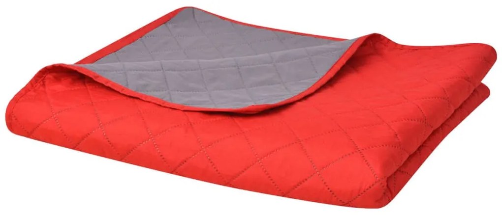 131557 vidaXL Colcha dupla face acolchoada 230x260 cm vermelho e cinzento